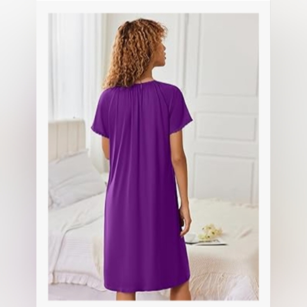 Women's Purple Short Sleeve Robe - Picture 3 of 5